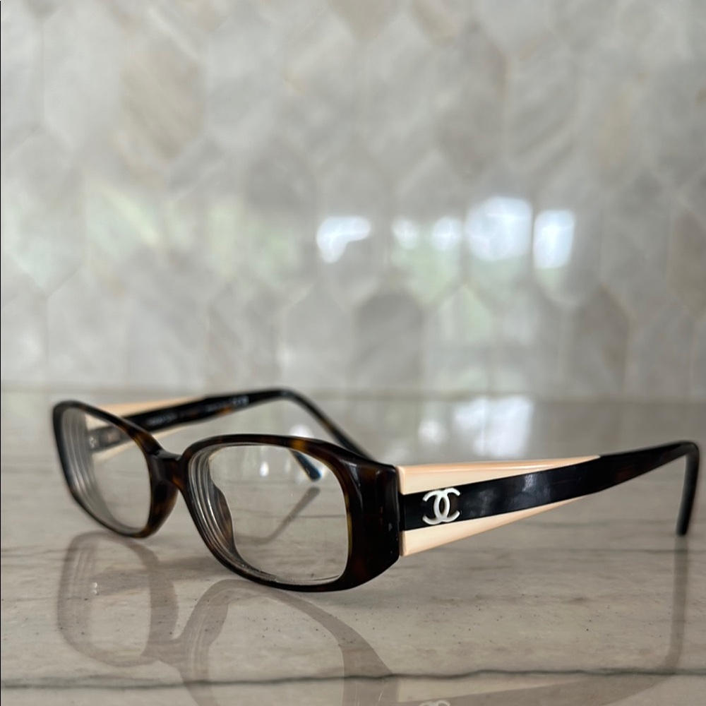 Chanel Brown Rectangular Glasses With Iconic Logo - image 1